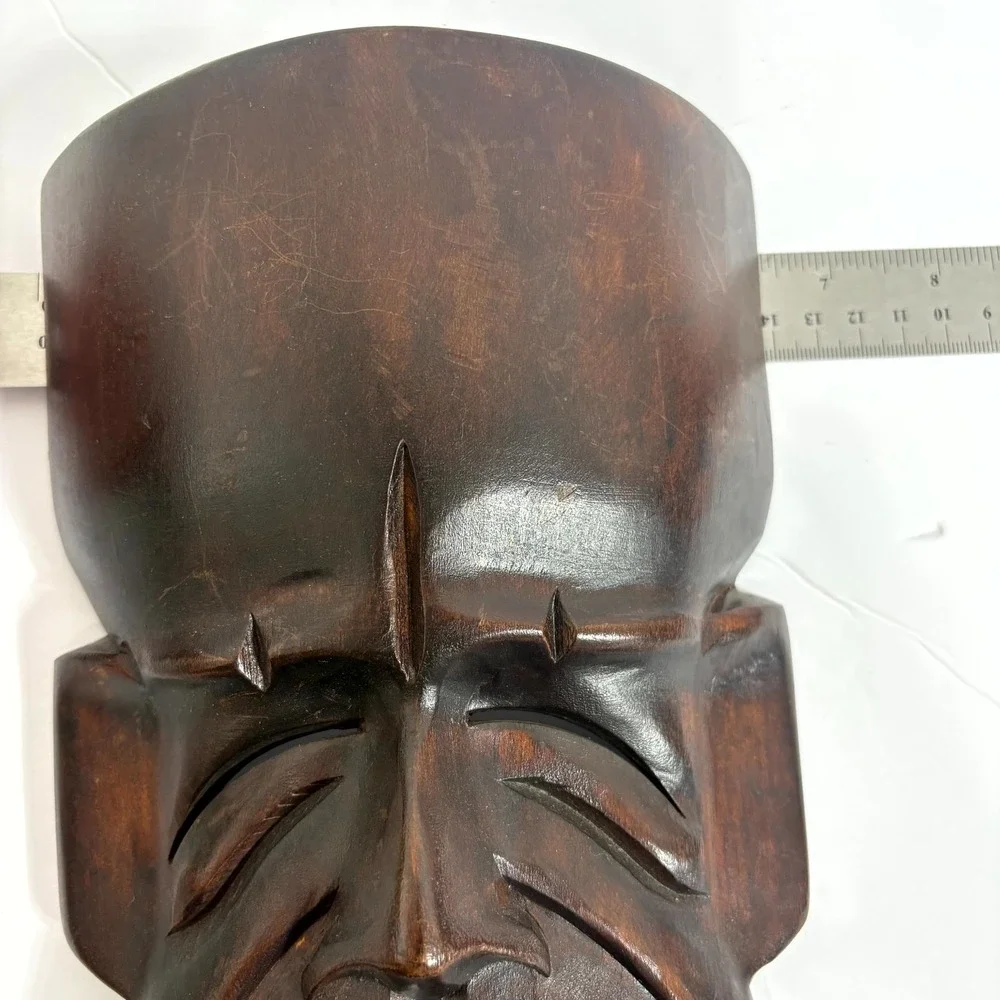 2 Vintage Hand Carved Wood Comedy Tragedy Drama Masks Natural Varnished Wall Art